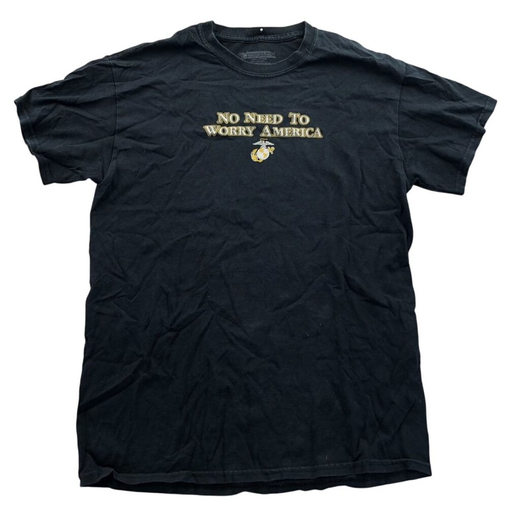 Frontline Mens US Marines T-Shirt Medium No Need To Worry America Graphic  Tee